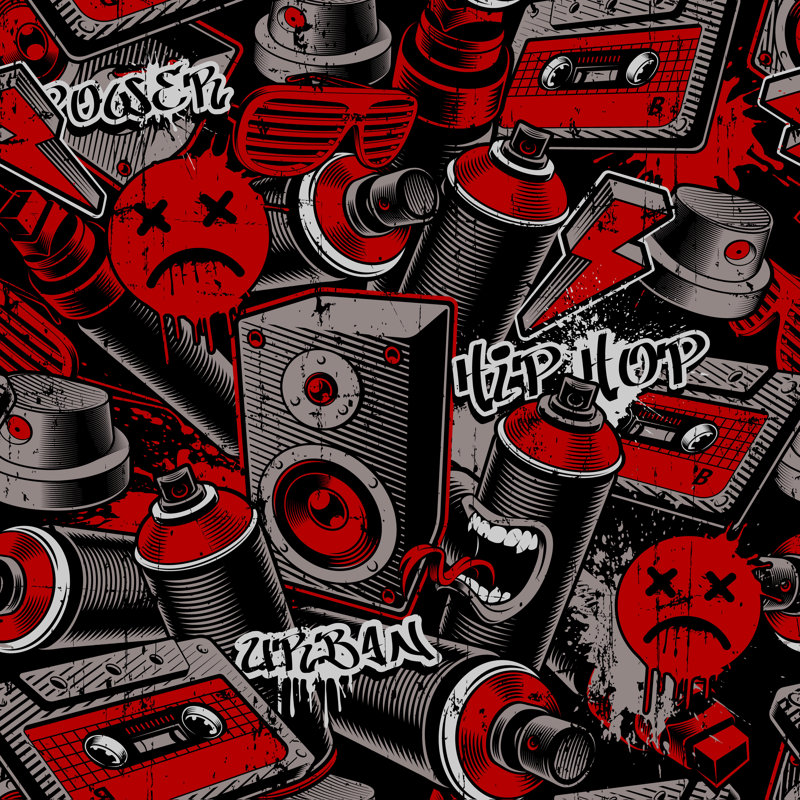 Graffiti Seamless Pattern - Wrapped Canvas Print, 91cm H x 91cm W x 3.8cm D