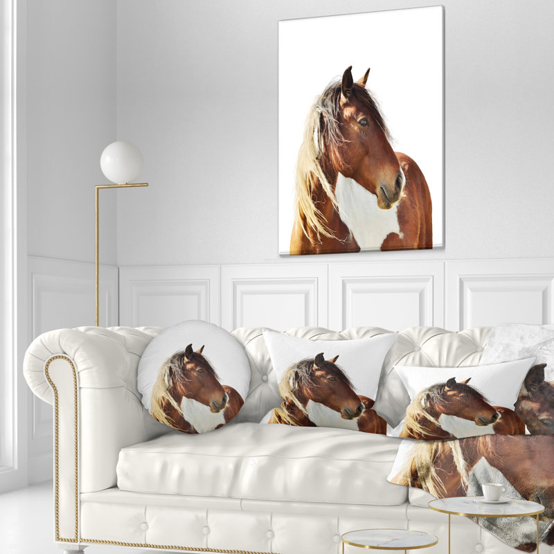 Grand cheval brun - Coussin décoratif à imprimé animal