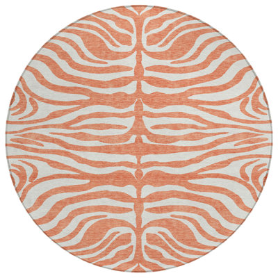 Solstice Coral Washable Indoor-Outdoor Rug - 