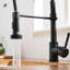 Robinet de cuisine rétractable noir mat - remplissage en céramique, fuite - pour évier empreintes digitales et taches d'eau, durabilité accrue, entretien facile