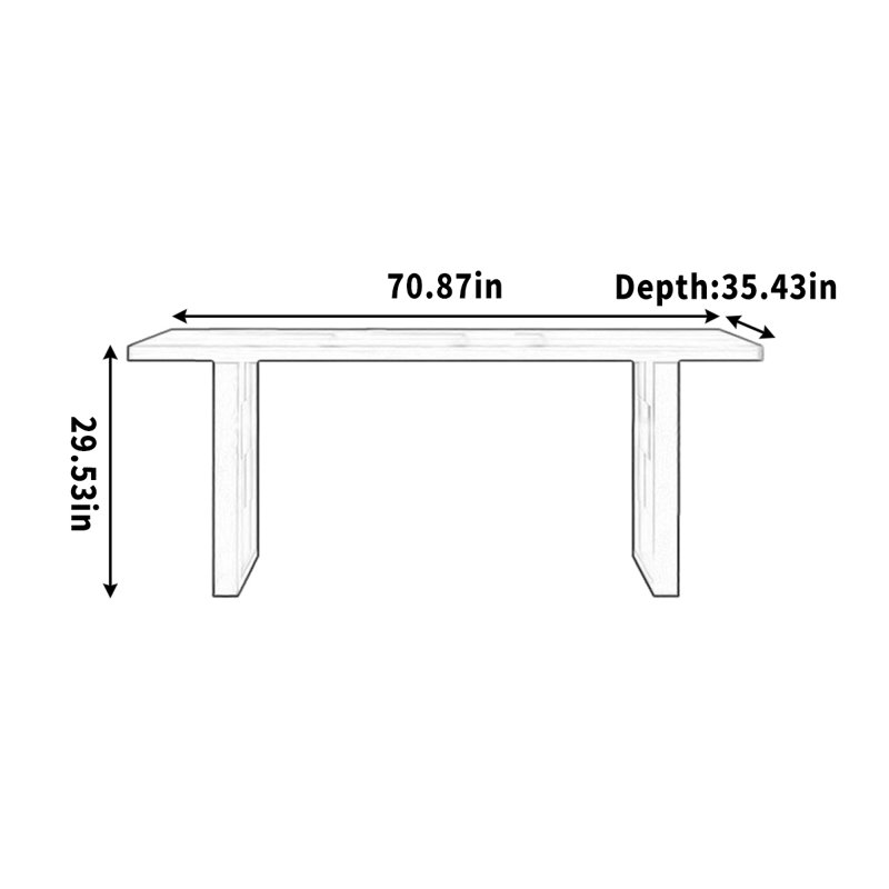 Table de salle à manger en granit, Brun, H 29,53 po x L 70,87 po x l 35,43 po