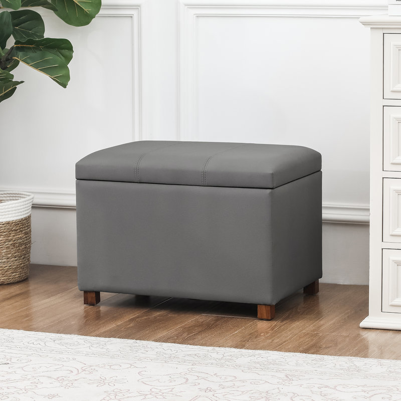 Repose-pieds en similicuir avec rangement en polyuréthane, Gris clair, Brun