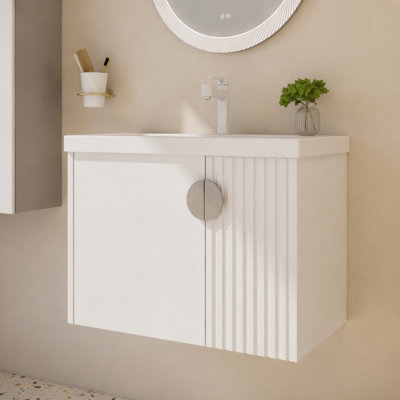 Meuble-lavabo de 28 po avec lavabo en céramique pour petite salle de bain