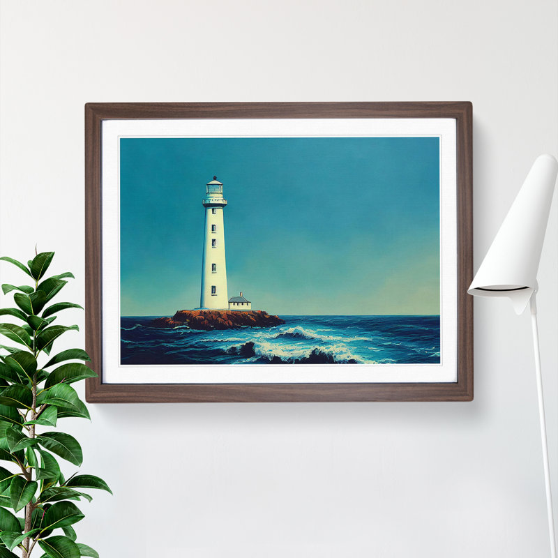 Captivating Lighthouse - Framed Print, Walnut, 46cm H x 64cm W x 2cm D