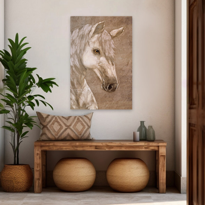 Nuage - cheval blanc contemporain, art équin, art cheval majestueux, H 48 po x l 32 po