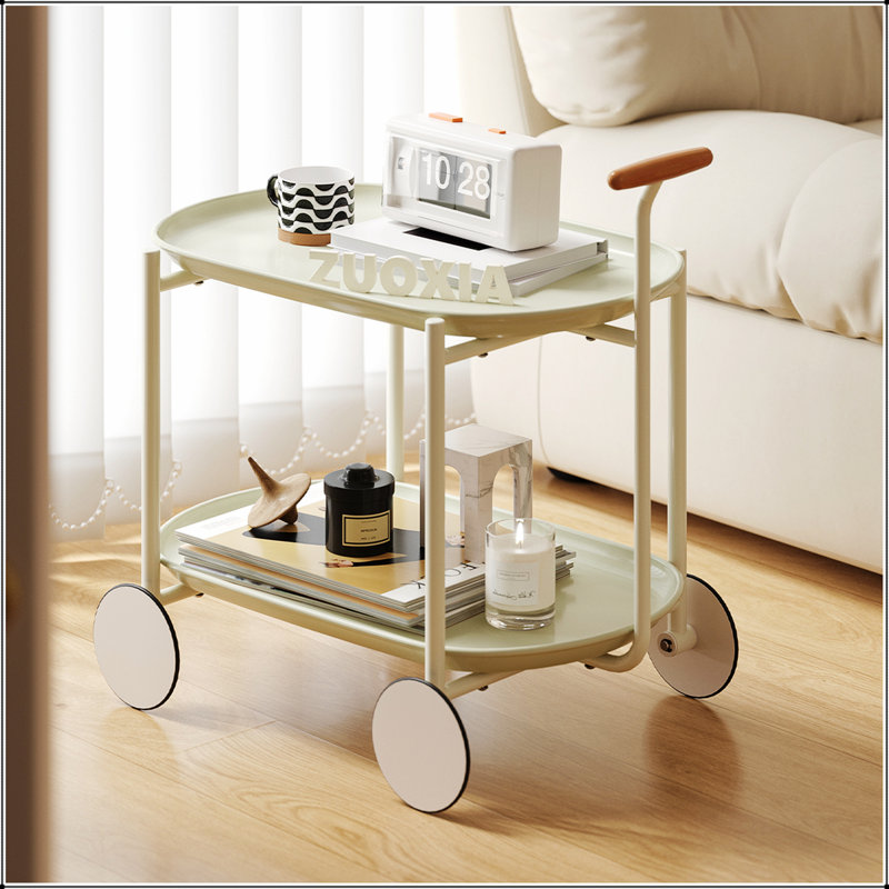 Chariot de rangement de style nordique avec tablettes doubles pour la cuisine et le salon, conception écologique et durable