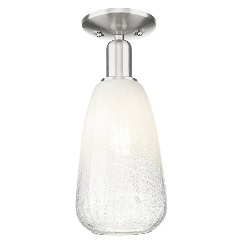 Downtown Urban - Baxter - 1 Light 6" Semi-Flush Mount , Brushed Satin Nickel, Opal