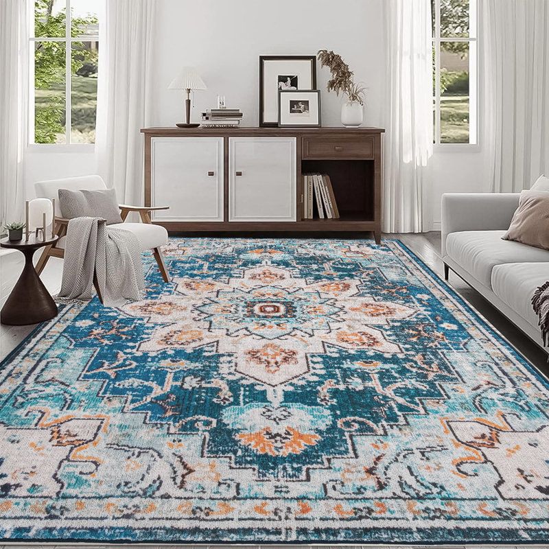Area Rug Vintage Bohemia Large Persian Non-Slip Washable Rug For Living Room Kitchen Bedroom Living Room, Rectangle 8' x 10'