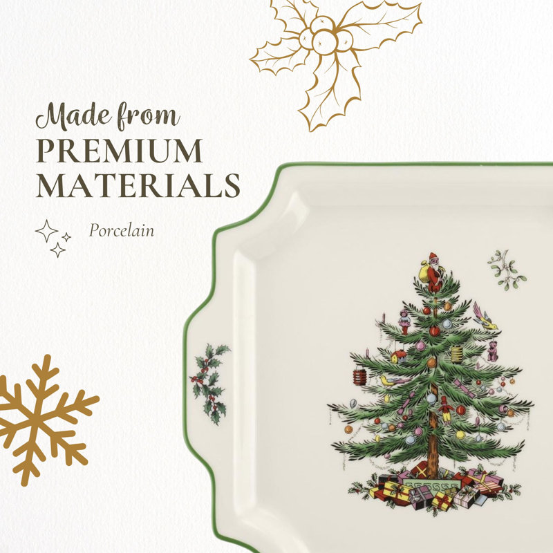 Spode Christmas Tree Square Handled Platter 12.5"