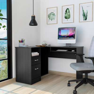 Bureau en L Bradford, tablette à clavier