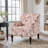 Glenetta Iliana Upholstered Rococo Orange Cotton Blend Armchair with Solid Wood Legs and Nailhead Trim-367130644