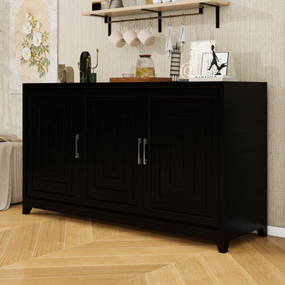 Buffet moderne avec 2 tablettes réglables, meuble télé pour téléviseur de 65 po ou moins