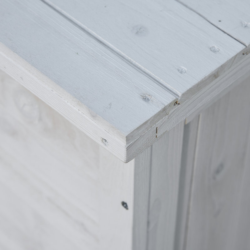 Boîte de rangement en bois pour l'extérieur avec espace d'aération blanc