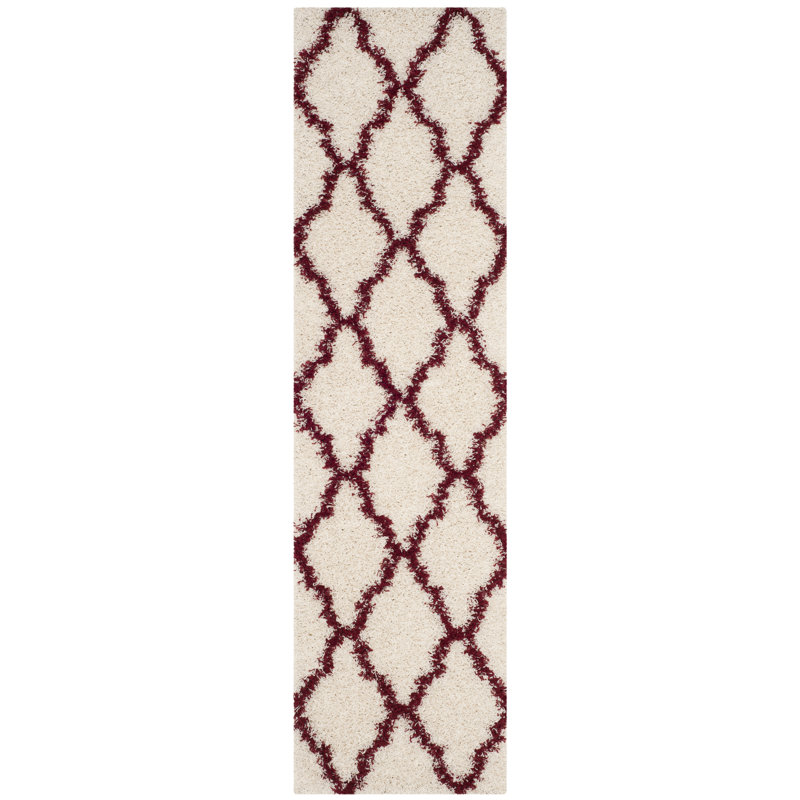 Alonnah Shag Performance Geometric Rug, Red, Runner 2'3" x 8'