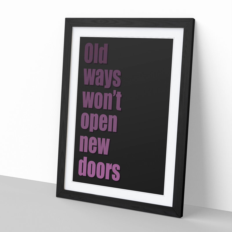 New Doors - Picture Frame Typography, 65cm H x 48cm W x 2cm D, Black Framed