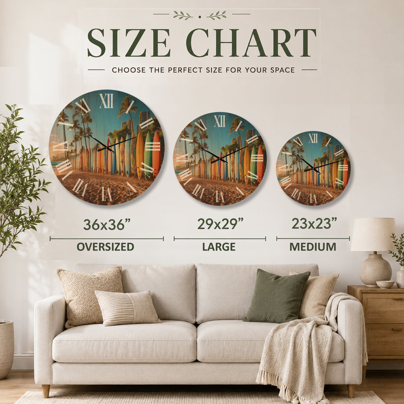 Horloge murale Hawaii Surfers Paradise, Oversized