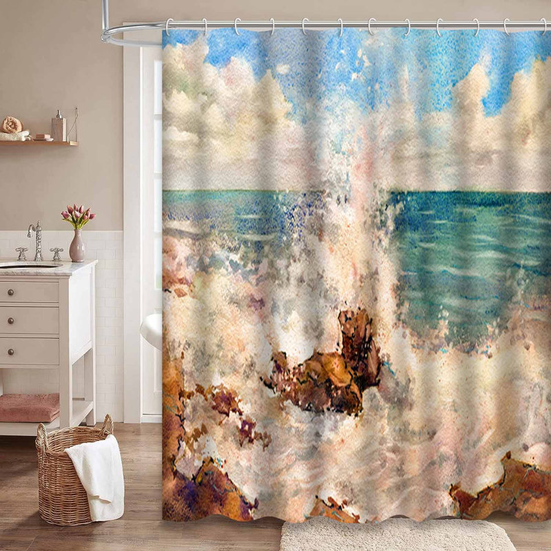 Illustration de 12 vagues à la mer, L 72 po x l 78 po