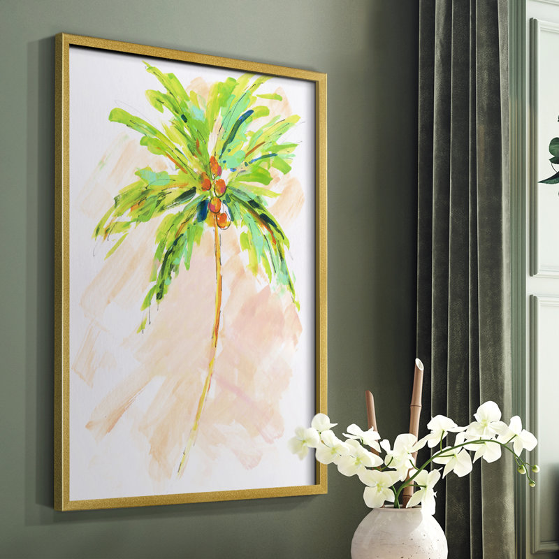 «Coconut Palm II», reproduction encadrée - bois massif, Or, H 28 po x l 22 po