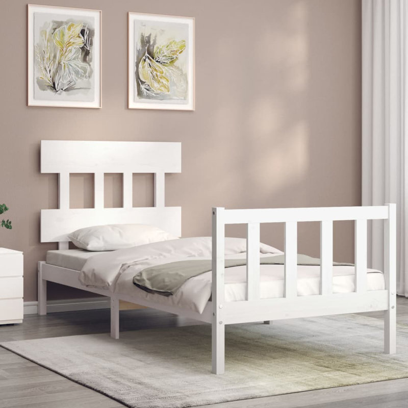 Bed Frame with Headboard, Black, Small Single (2'6)