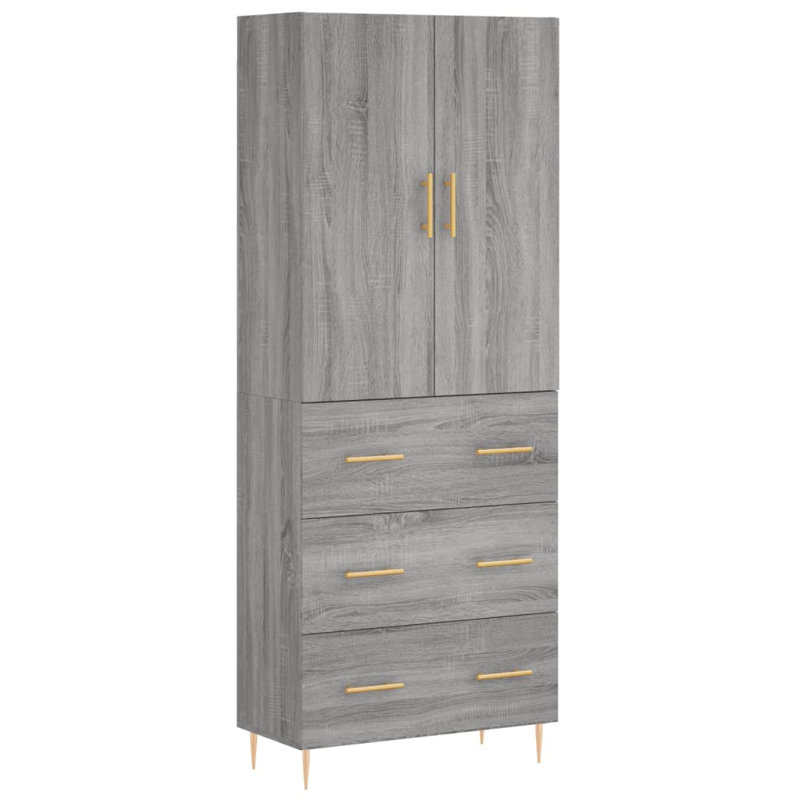 Bernoussi Highboard 69.5x34x180 cm Engineered Wood, Grey Sonoma