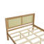 Lit plateforme en bois massif avec tête de lit en rotin, cadre de lit Boho de style campagnard, rangement sous le lit, aucun sommier nécessaire