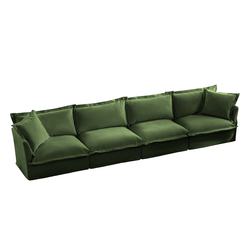 Canapé, H 34,6 po x l 156,6 po x P 33 po, 4, Vert