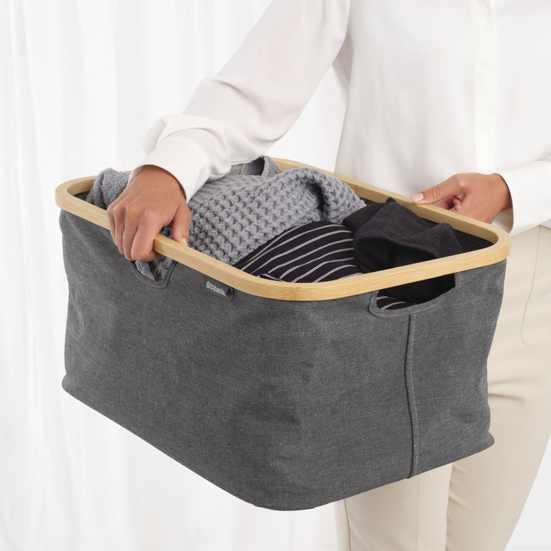 Brabantia Foldable Laundry Basket 10.6 Gallon (40L), Pepper Black