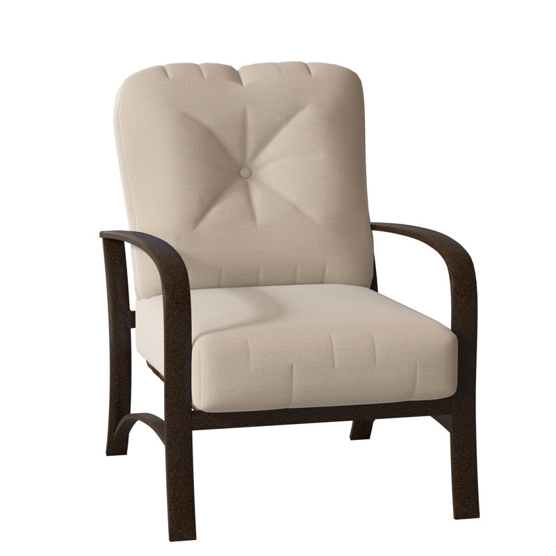 Fremont Outdoor Lounge Chair, Chestnut Brown, Canvas Heather Beige Sunbrella® Canvas