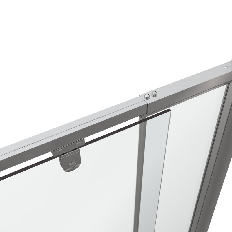 Porte de douche à cadre pivotante en chrome avec verre transparent, Chrome chrome
