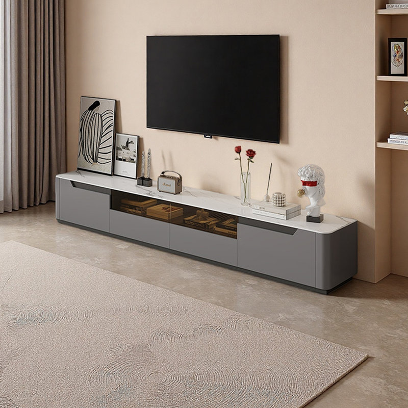Meuble télé avec rangement en pierre agglomérée, H 15,74 po x L 86,61 po x l 13,77 po