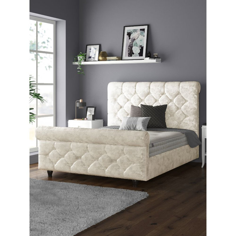 Bella Vista Upholstered Bed, Cream, Double (4'6)