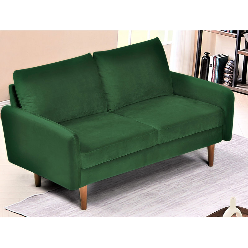 Caillier 58.32'' Velvet Loveseat, Green Velvet