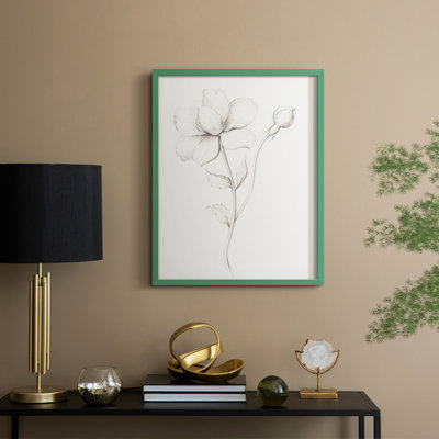 Reproduction florale rétro, impression encadrée, bois massif