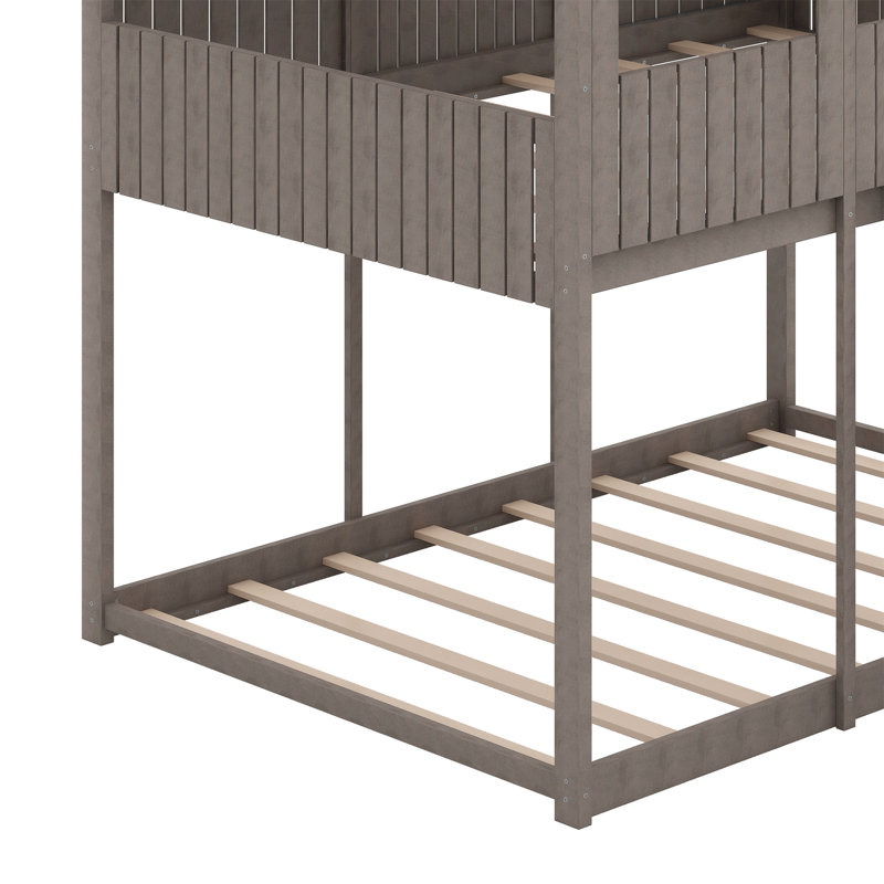 Ailah Kids Full Over Full Bunk Bed, Antique Gray
