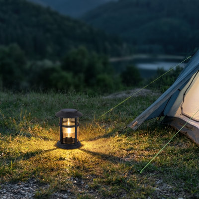 Lanterne solaire noire pour l'extérieur avec ampoule et pince