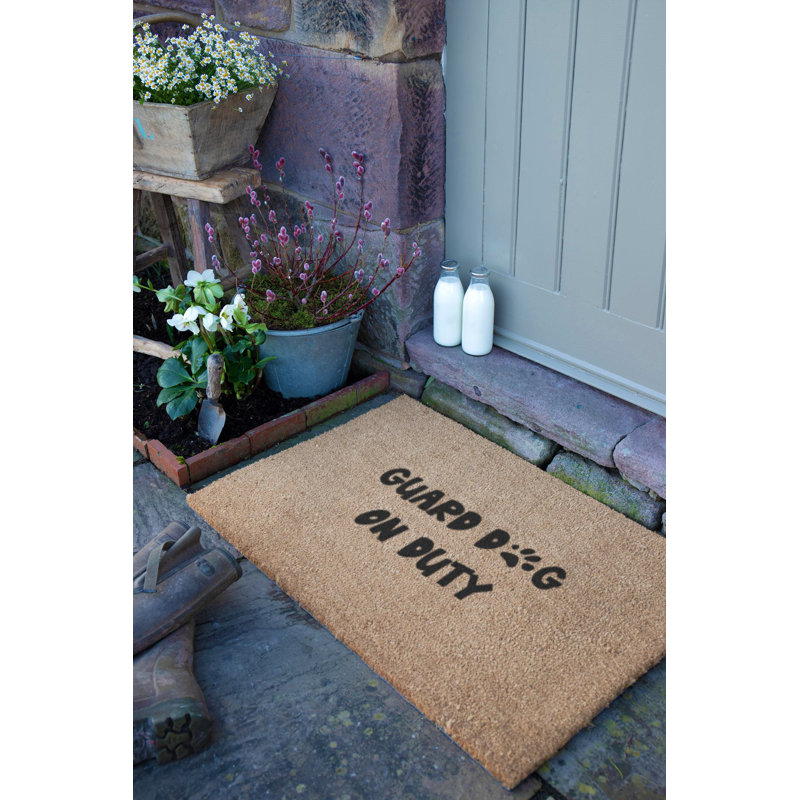Guard Dog On Duty Coir Doormat, 90cm W x 60cm L