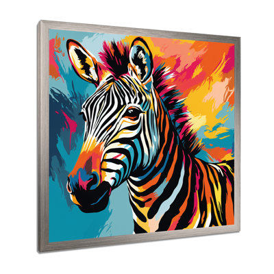 Coloré Popart fantaisie zébrée I - art mural zèbre