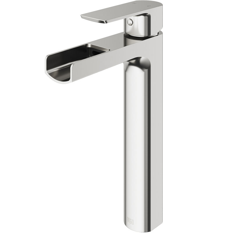 Amada Single Handle Vessel Sink Bathroom Faucet, Brushed Nickel