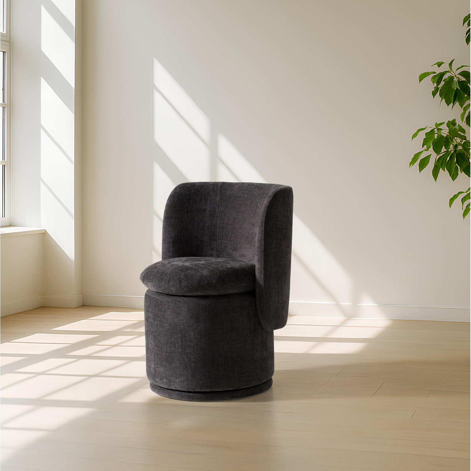 Kepler Swivel Dining Chair, Dark Gray Basketweave