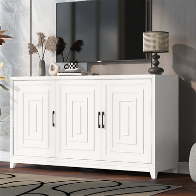 U-Can Modern TV Stand for TVs up to 65 Inches, Entertainment Center with Spacious Storage and Solid Wood Legs for Living Spaces by Latitude Run