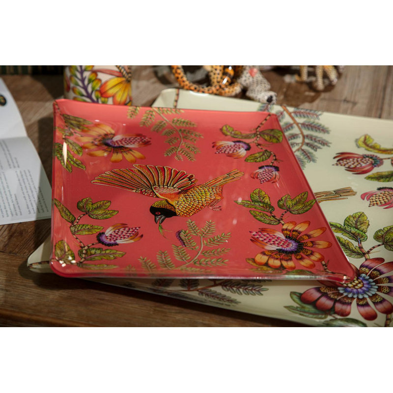 Weaver Garden Acrylic Tray, 18" W x 14" D x 1.5" H, Coral