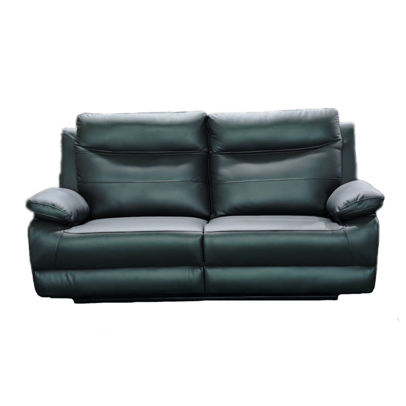 Berendina 3 Seater Faux Leather Reclining Sofa, Dark Grey