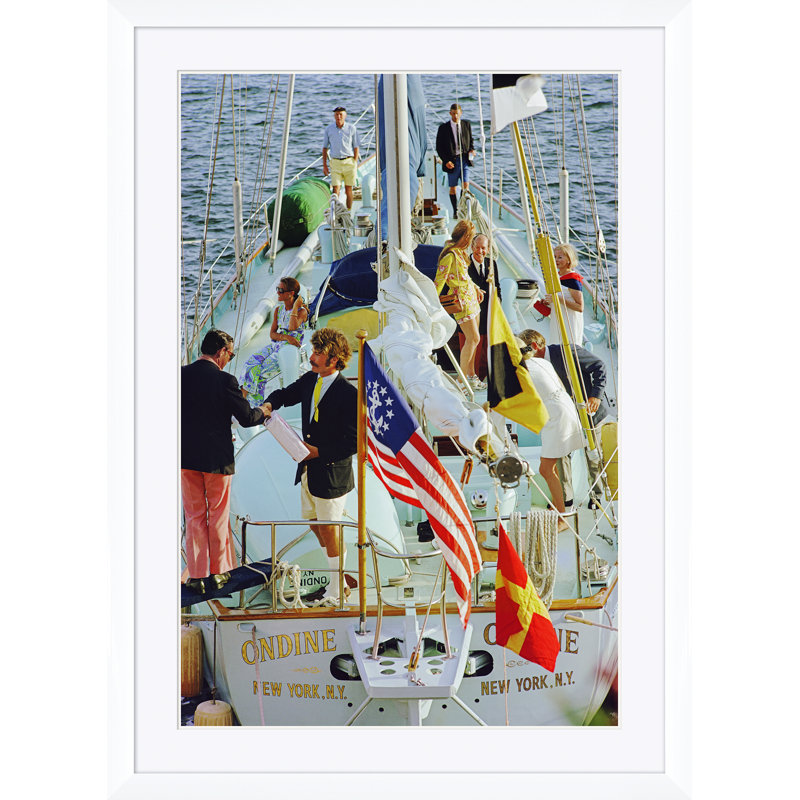 Party In Bermuda Print by Slim Aarons, 59.5" H x 43.5" W x 1.5" D, White Single Picture Framed