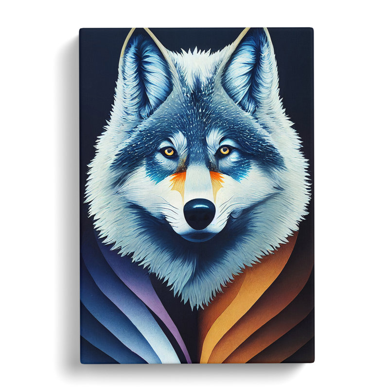 CAN-V0523-2912X Wolf Gouache Paint - Wrapped Canvas Print, 50cm H x 35cm W