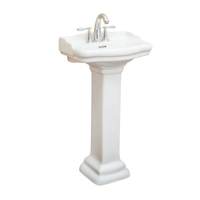 Lavabo de salle de bain ovale sur pied en porcelaine vitrifiée de 27,5 po avec débordement Roosevelt