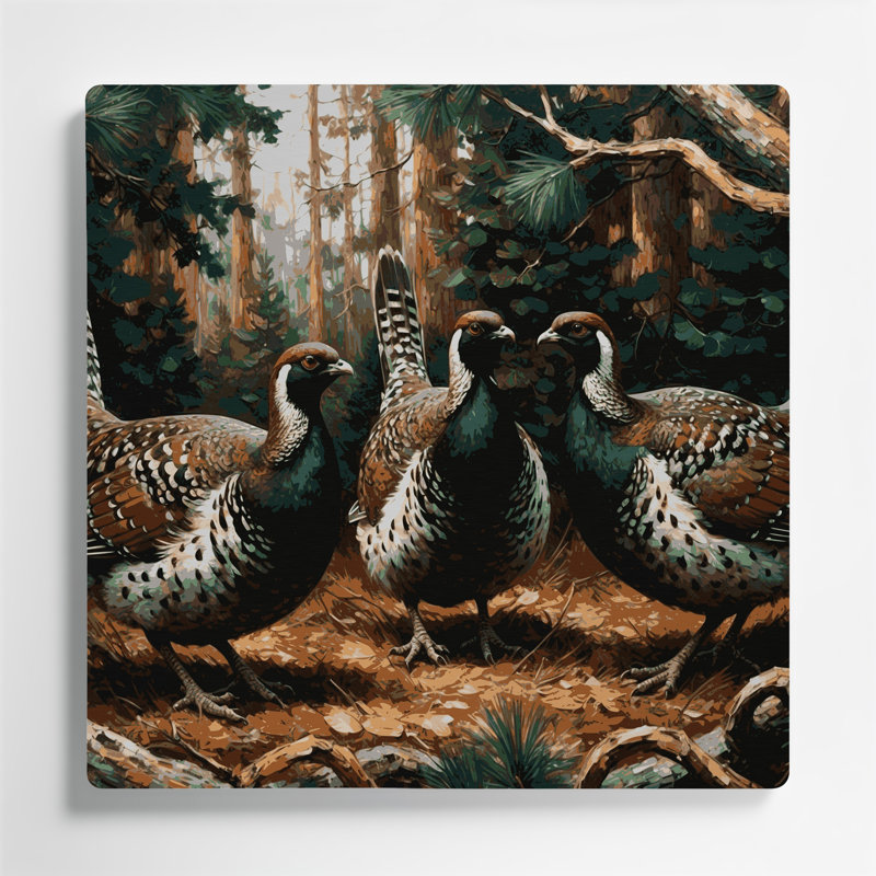 Oiseau, épinette, gélinotte noire, art mural en métal, H 192 po x l 192 po x P 0,05 po