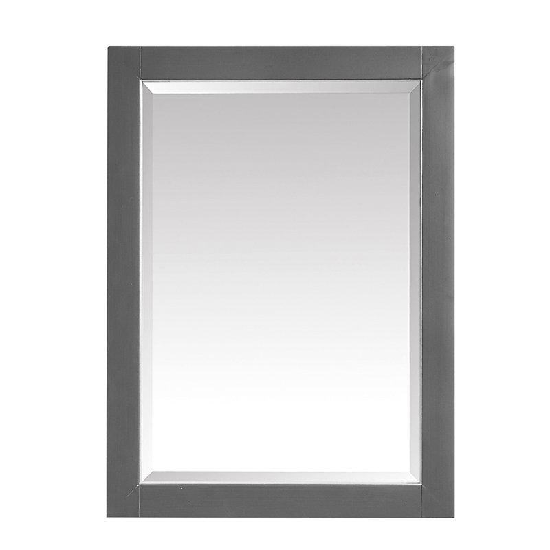 Mason Rectangle Solid Wood Beveled Mirror, Twilight Gray w/ Matte Gold, 32" H x 28" W