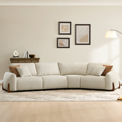  Canapé modulaire rembourré d'angle rembourré avec pieds en bois massif