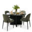 Ensemble de salle à manger rond noir moderne avec 4 chaises rembourrées-167196597-167196596