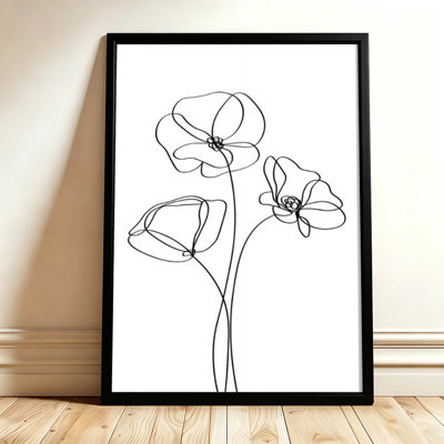Dessin au trait, art mural encadré noir sur toile, 16 po x 24 po, décoration murale moderne pour le salon et la chambre à coucher